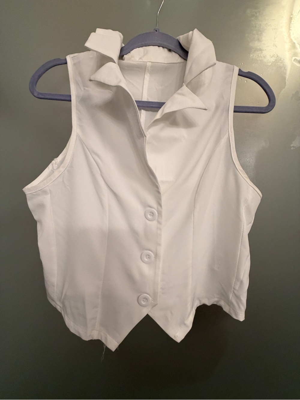 White Sleeveless Button Front Vest Top - Women